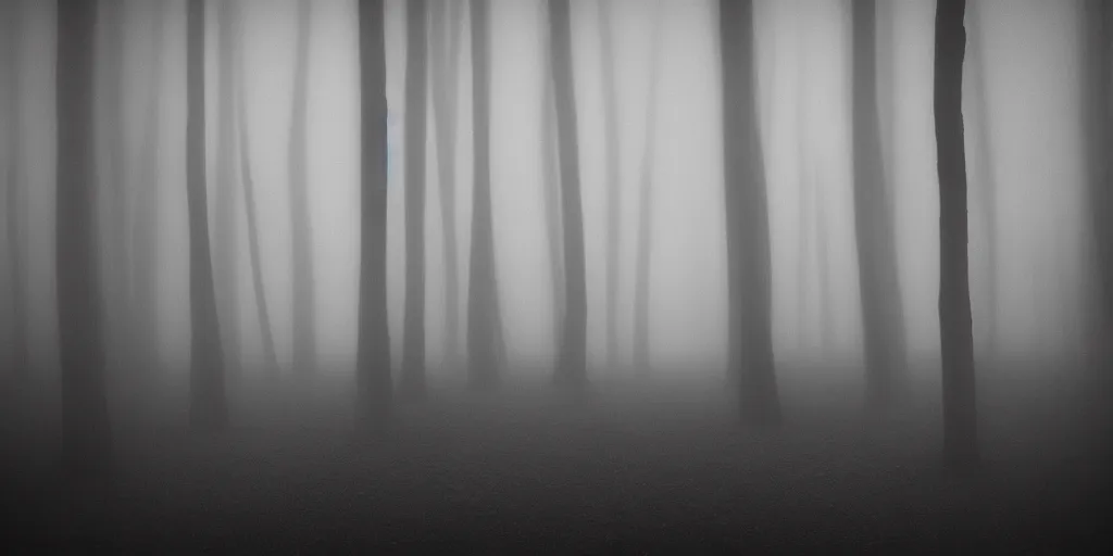 Prompt: misty wood by denis villeneuve, pale light, pinhole camera effect, lomography effect, analogue photo quality, monochrome, blur, unfocus