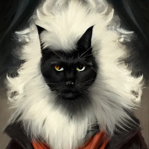 Image similar to portrait, male humanoid black cat, eye patch on one eye, black fur, pirate, doctor, pirate clothes, d & d, fantasy, intricate, elegant, highly detailed, digital painting, artstation, concept art, matte, sharp focus, illustration, art by artgerm and greg rutkowski and alphonse mucha