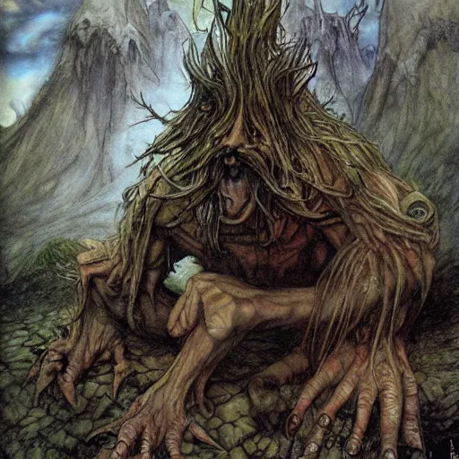 Image similar to a gigantic troll by brian froud and alan lee