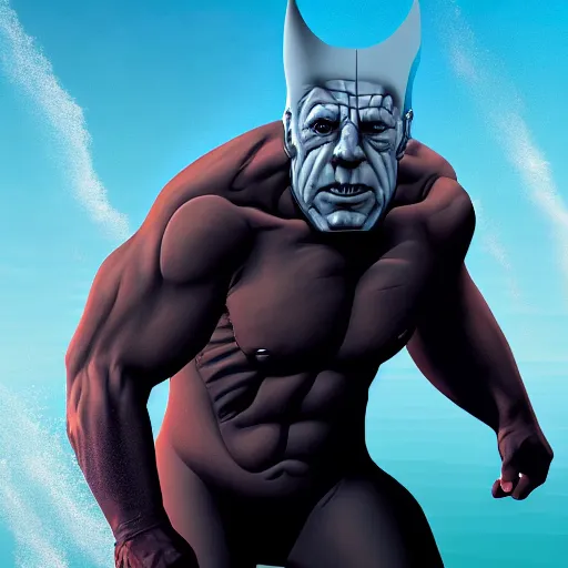 Prompt: portrait of joe biden cosplay as king shark, ultra detailed, 8 k resolution