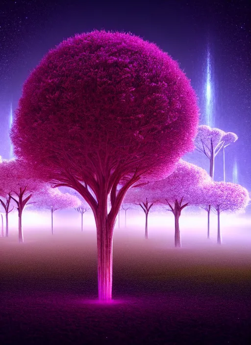Prompt: high depth, collective civilization trees, calm, healing, resting, life, hybrids, scifi, soft glowing lights, published concept art, art in the style of all and none and everything and infinity, macro night long exposure