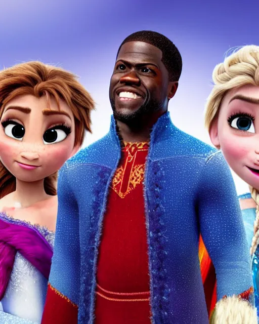 Prompt: Kevin Hart as a character in Frozen