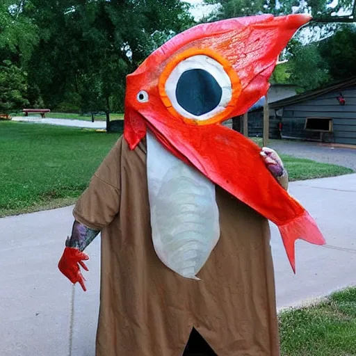 Image similar to a fish costume, outdoors, craigslist photo