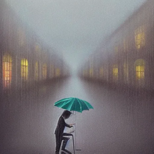 Prompt: rainy day, surrealism