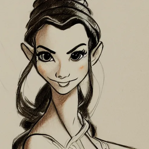 Image similar to milt kahl sketch of victoria justice as princess padme from star wars episode 3