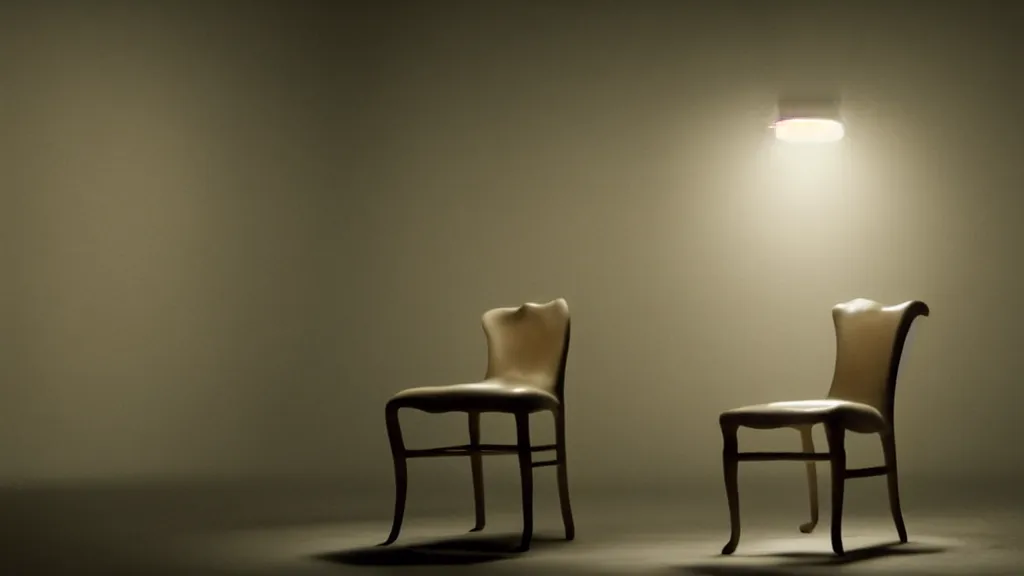 Image similar to glowing oil, in the shape of a chair, film still from the movie directed by denis villeneuve and david cronenberg with art direction by salvador dali and dr. seuss