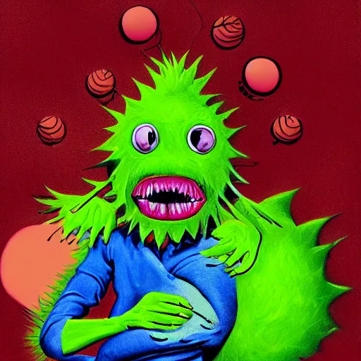 Prompt: a Jennifer Lopez Monster tennis ball Monster, chalk, digital art, fantasy, magic, trending on artstation, ultra detailed, professional illustration by Basil Gogos