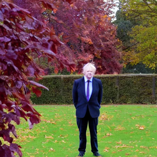 Image similar to I was standing alone in my old school playground Purple leaves blowing everywhere All my teeth started falling out And Boris Johnson was standing there