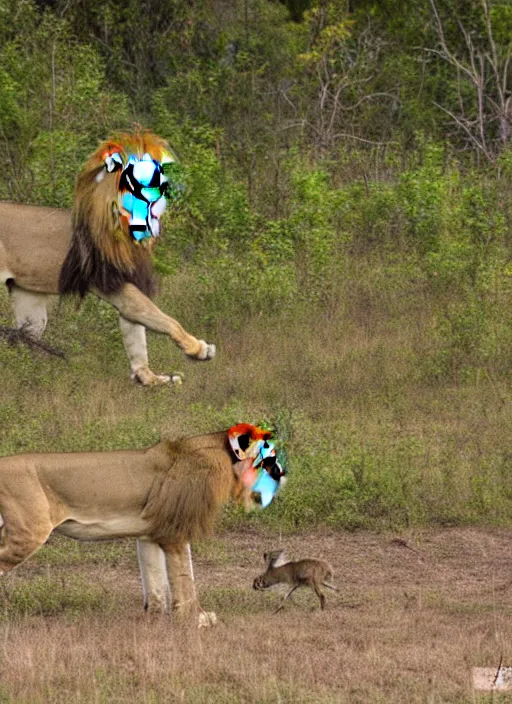 Image similar to lion following a deer in the jungle