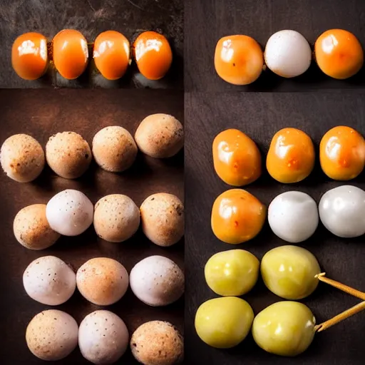 Prompt: mouthwatering dango, food photography