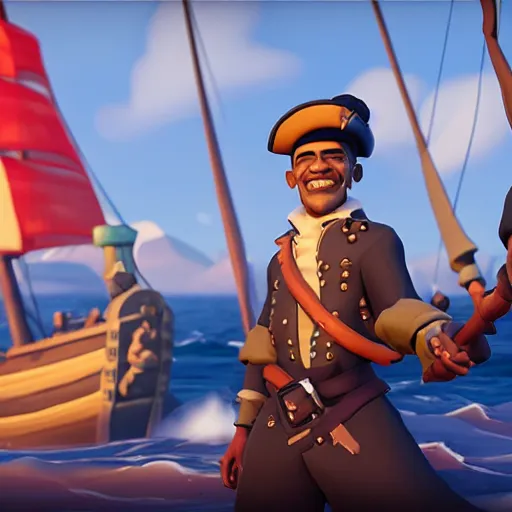 Prompt: sea of thieves screen shot of barack obama