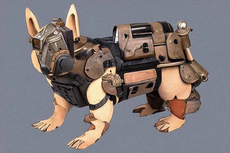 Prompt: heavily armoured mechanical corgi by studio ghibli