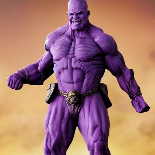 Image similar to ( pope ) thanos!, purple skin, josh brolin, full body shot, realistic, highly detailed