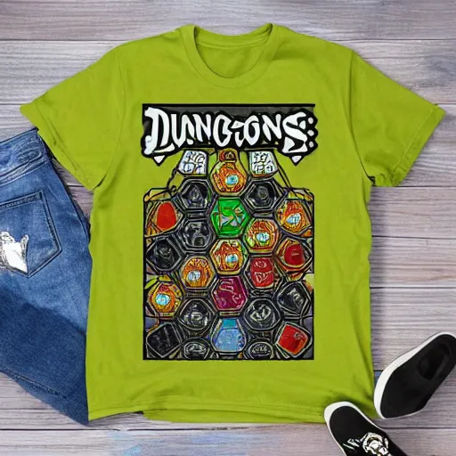 Image similar to dungeons and dragons dice roll on a tshirt