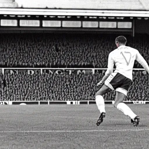 Image similar to Roy Kent scoring a goal for for Manchester United, on the pitch