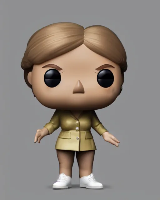 Image similar to full body 3d render of funko pop angela merkel as a funko pop, studio lighting, white background, blender, trending on artstation, 8k, highly detailed