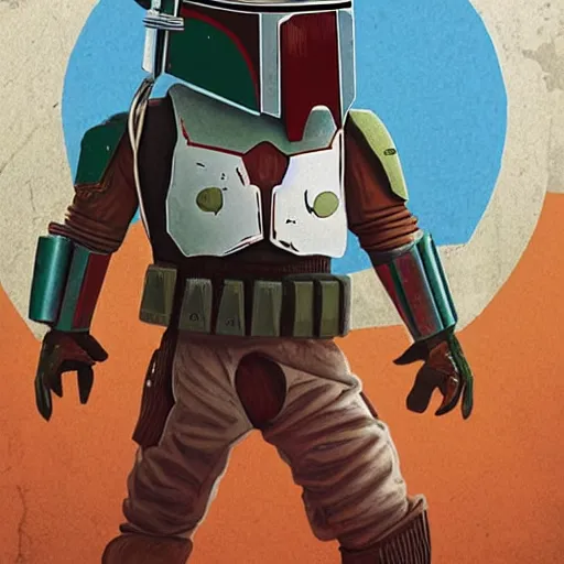 Prompt: Boba Fett as in character in Stranger Things