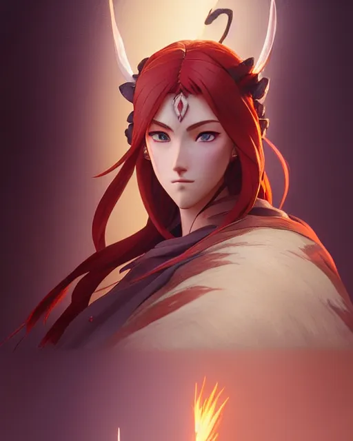 Image similar to azctec warrior, katherine mcnamara, detailed perfect face, exquisite details, fire magic, mid view, design on a white background, by studio muti, greg rutkowski makoto shinkai takashi takeuchi studio ghibli