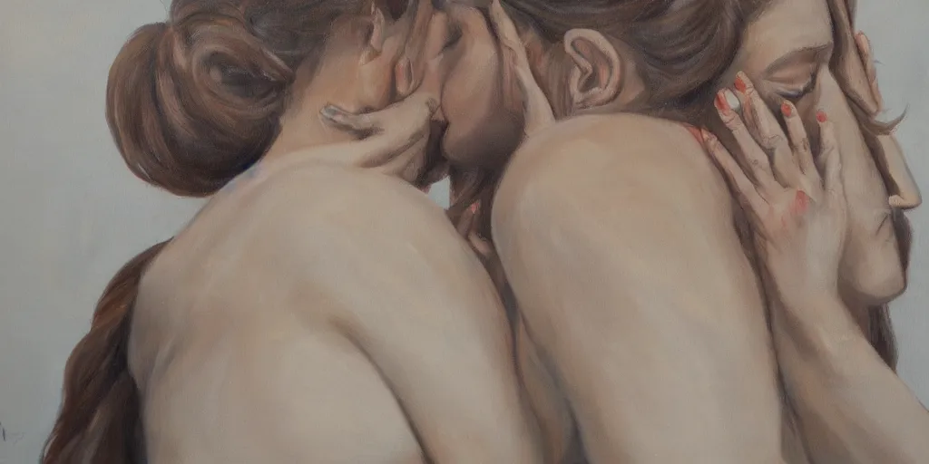 Prompt: detailed painting of the kiss