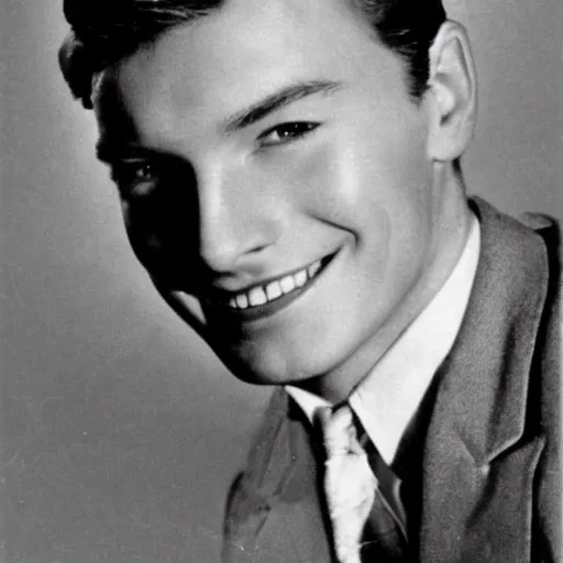 Prompt: christopher plummer yearbook photo, 1 9 5 0
