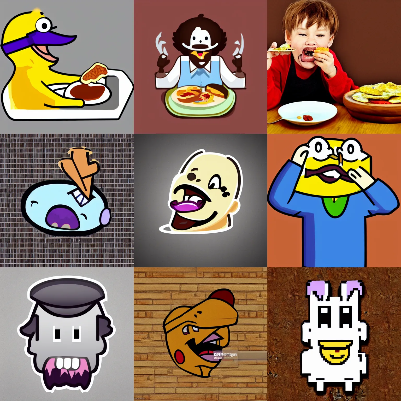 Prompt: twitch emote of someone eating a corner