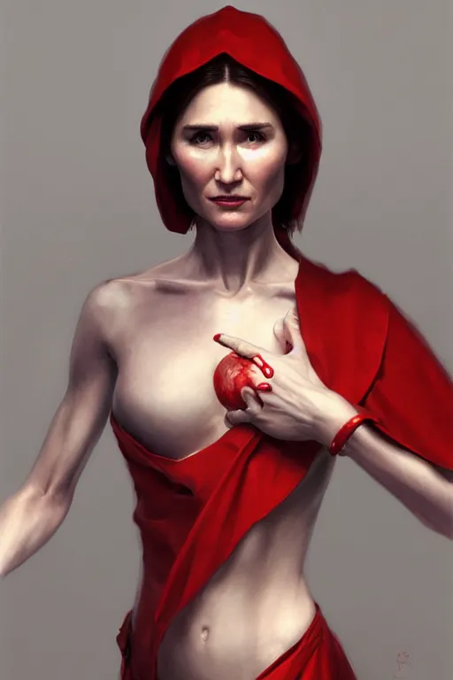 Image similar to carice van houten as a red priest, anatomy, only two hands, highly detailed, digital painting, artstation, concept art, smooth, sharp focus, illustration, unreal engine 5, 8 k, art by art by artgerm and greg rutkowski and edgar maxence