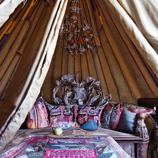 Prompt: ornate elaborate rococo tipi