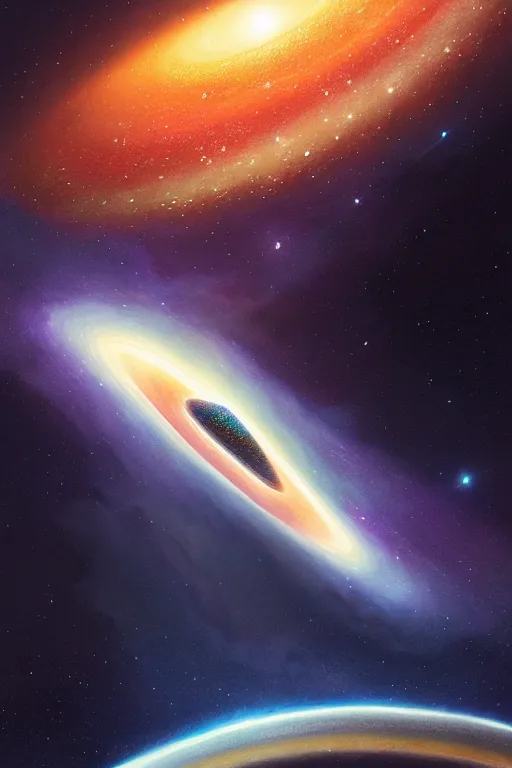 Prompt: sombrero galaxy, supernova, an astronaut stranded in space, highly detailed, digital painting, artstation, concept art, smooth, sharp focus, illustration, dynamic art by artgerm and greg rutkowski and edgar maxence