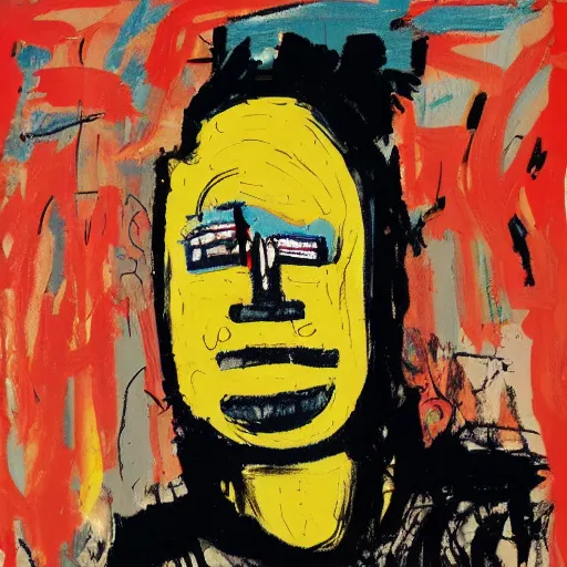 Image similar to portrait of fat man by jean - michel basquiat. pollock, warhol. texture