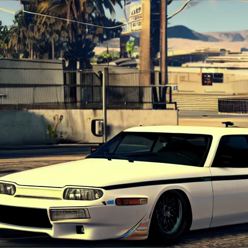 Prompt: Ricer Car in GTA 5, cover art by Stephen Bliss, boxart, loading screen
