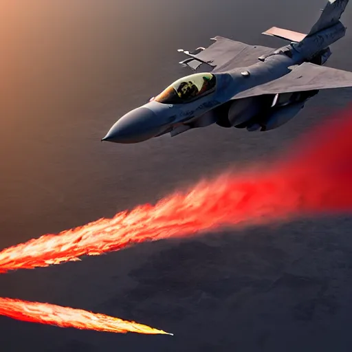 Prompt: aerial combat between an f16 and a red dragon highly realistic by Andrea Chiampo, artstation and Frederik Heyman, extremely detailed, stunning volumetric lighting, hyper realism, fantasy 4k