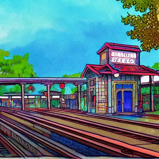 Image similar to Train station, Ponyo art