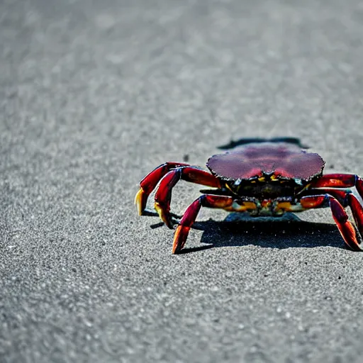 Prompt: photo of crab skateboarding 4 k