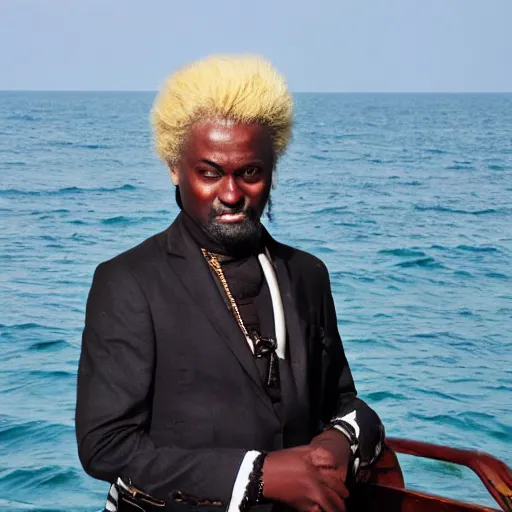 Prompt: african geert wilders pirate at sea