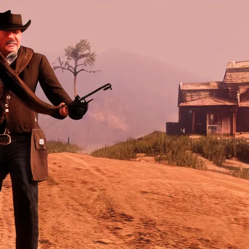 Prompt: Steve Martin in Red Dead Redemption 2