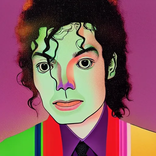 Prompt: a portrait of a michael jackson by inio asano, beeple and james jean, chiho aoshima color scheme