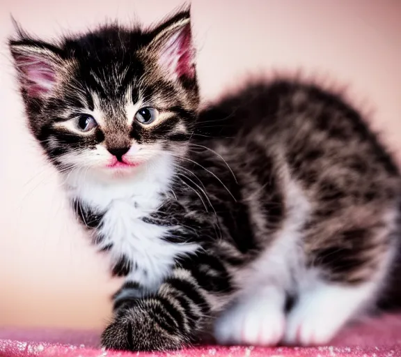 Image similar to An extremely cute kitten as a cartoon character in a Disney animated film; masterpiece; f/1.4; 90mm