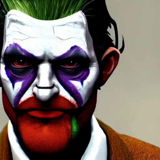 Prompt: cinematic shot of gordon freeman with joker face paint, 8 k, very detailed, half - life 2, very intricate,