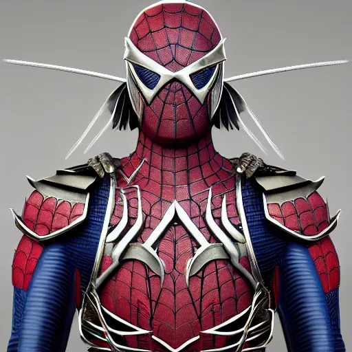 Prompt: full samurai ninja armor spiderman , muscular, extremely detailed eyes, fantastic details full face, mouth, trending on artstation, pixiv, cgsociety, hyperdetailed Unreal Engine 4k 8k ultra HD, WLOP