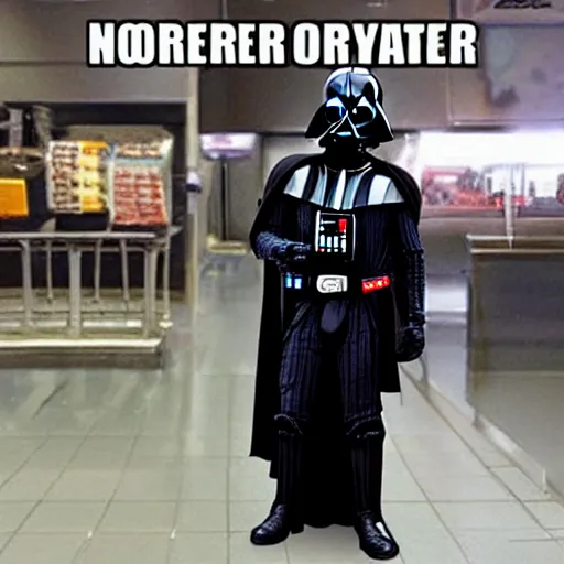 Prompt: Darth Vader takes your orderr at Good Burger