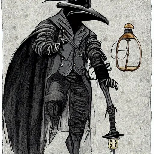 Prompt: concept art of a 1800s steampunk plague doctor