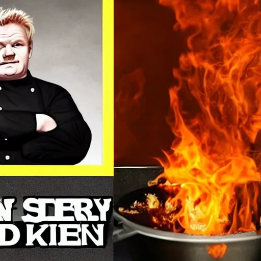 Image similar to obese gordon ramsey in hell's kitchen