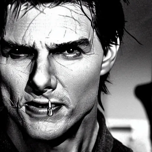 Image similar to tom cruise as frankenstein, black and white