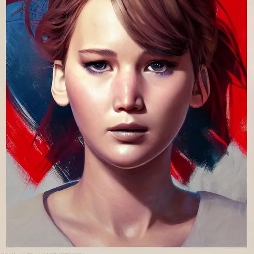 Image similar to jennifer lawrence portrait as manga girl, realistic shaded perfect face, fine details. anime. realistic shaded lighting poster by ilya kuvshinov katsuhiro otomo ghost - in - the - shell, magali villeneuve, artgerm, jeremy lipkin and michael garmash and rob rey