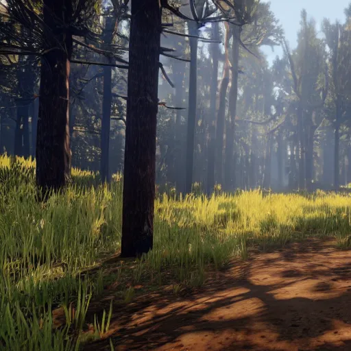 Prompt: An ipê amarelo forest in Red Dead Redemption 2