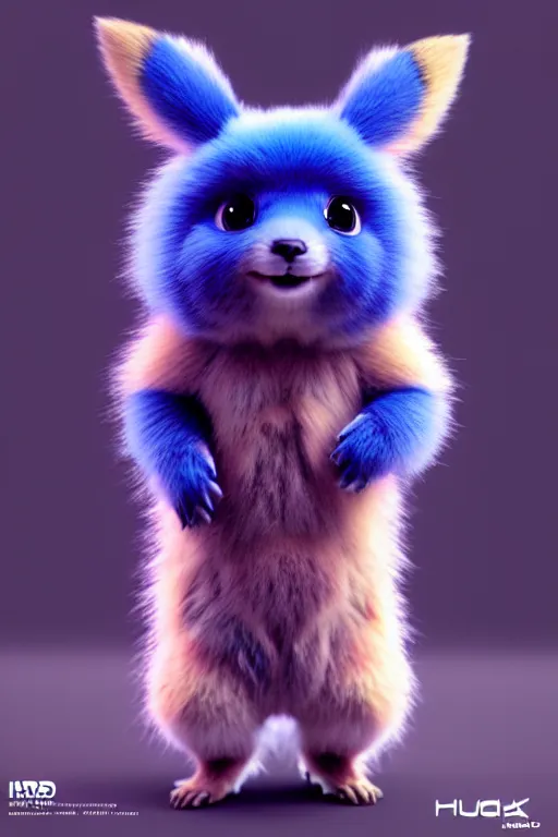 Image similar to high quality 3 d render cyberpunk very cute multicolor fluffy! quokka hybrid, highly detailed, vray smooth, in the style of detective pikachu, hannah yata charlie immer, dramatic blue light, low angle, uhd 8 k, sharp focus