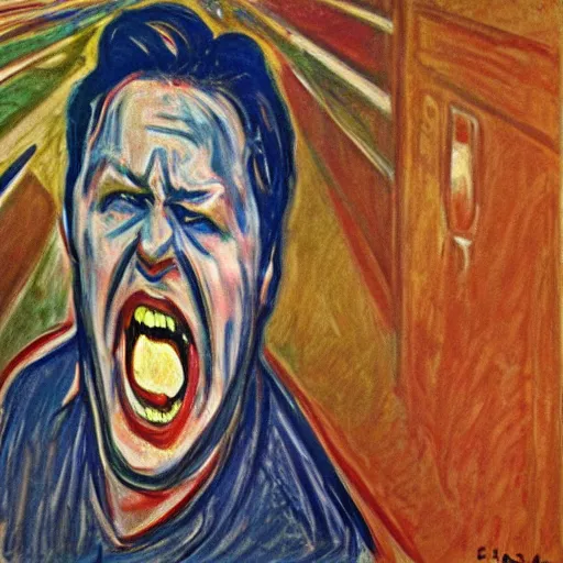 Image similar to forsen screams, by edvard munch