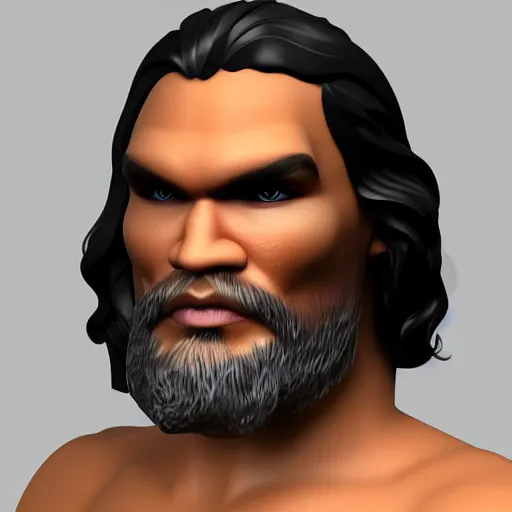 Prompt: 3D render of a Jason Momoa Bratz doll, ambient occlusion, white background