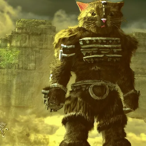 Prompt: cat by shadow of the colossus style