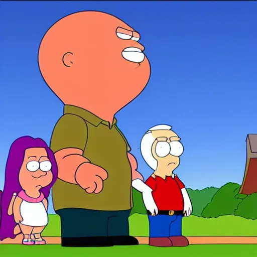 Image similar to family guy in real life, low angle